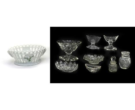 An Irish cut glass footed bowl,early 19th century16cm widetogether with two similar examples,7.5cm and 9cm highand a collecti