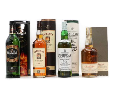 A collection of Single Malt Scotch Whiskies,comprising Aberlour, 10 years old (1, presentation tube); Glenkinchie, 10 years o