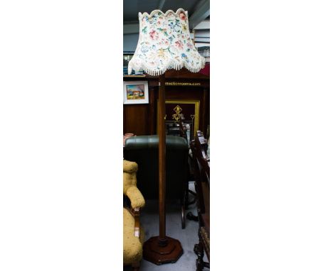 MAHOGANY STANDARD LAMP + SHADE