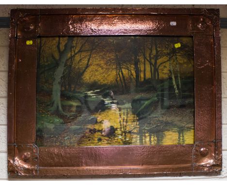 BEATEN COPPER FRAMED PRINT + ANTIQUE MIRROR