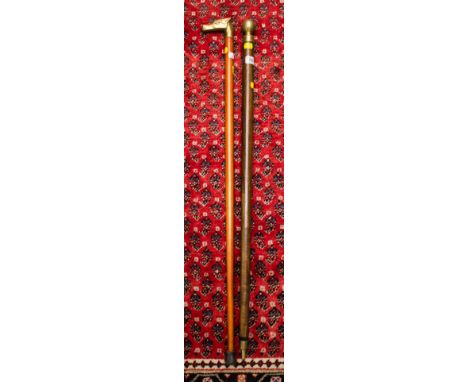BRASS HEAD DRINKING STICK + HORSE HEAD STICK