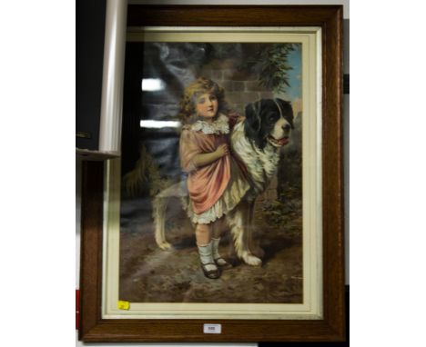 COLOUR PRINT OF GIRL WITH DOG