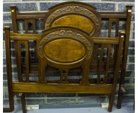 4'6" EDWARDIAN WALNUT BED WITH PANEL + BASE