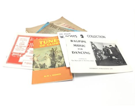 LOT OF BOOKS RELATING TO PIPING, including 'Tunes of Glory' by W.L. Manson, 'Pipe-Major W. Ross's Collection of Highland Bagp