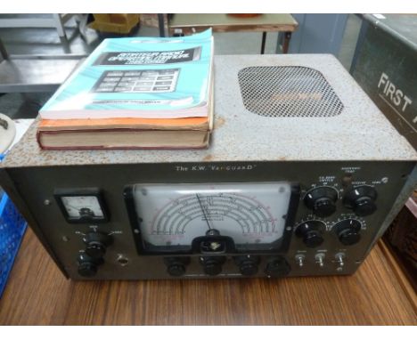 A vintage K.W. "Vanguard" radio made by K.W.Electronics Ltd, Wilmington, Dartford, Kent, with the RSGB Amateur Radio Call Boo