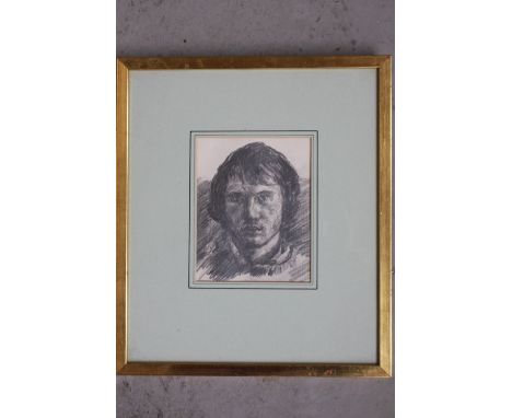 An original pencil portrait titled en verso 'Martin Rose' graphite on paper, framed, mounted and glazed, unsigned, 12 x 15cm