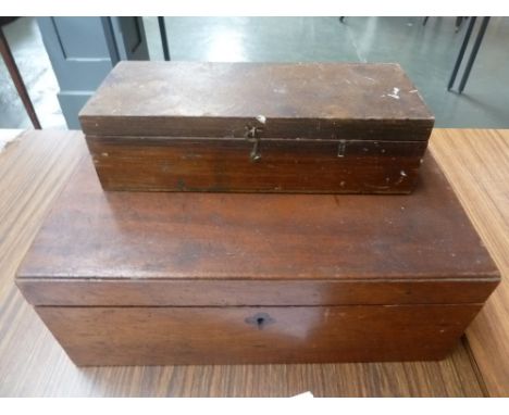 A 19th century mahogany jewellery box with internal compartmented shelf, together with another rectangular box