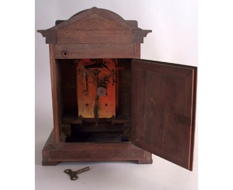 A George III style bracket clock, silvered dial with Arabic numerals, Chime/Silent, pendulum and gong missing, in oak case, 3