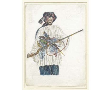 Mir Alam, a Koh-i-stan Afghan bandit, heavily armed James Rattray (British, fl. 1840-50), before 1847watercolour and pencil o