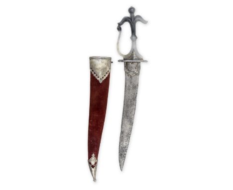 A Mughal jade-hilted steel dagger (chilanum) North India, 17th/ 18th Centurythe double-edged steel blade of curved form, the 