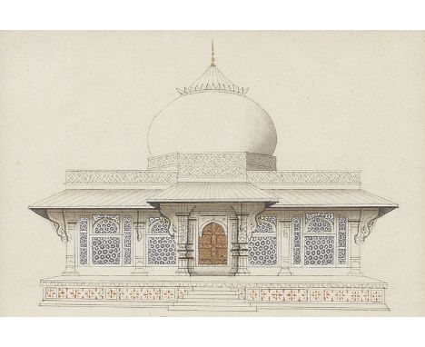 Fourteen small views of Indian monuments, including the Taj Mahal and the Moti Masjid, Agra Delhi or Agra, circa 1810-20water