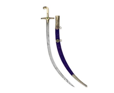 A gold-damascened steel sword (shamshir) with Ottoman gem-set gilt-silver mounts  Persia and Turkey, 18th and 19th Centurythe