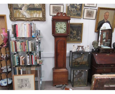 An 18th/19th Century East Anglian oak longcase clock with 8 day movement, painted square dial