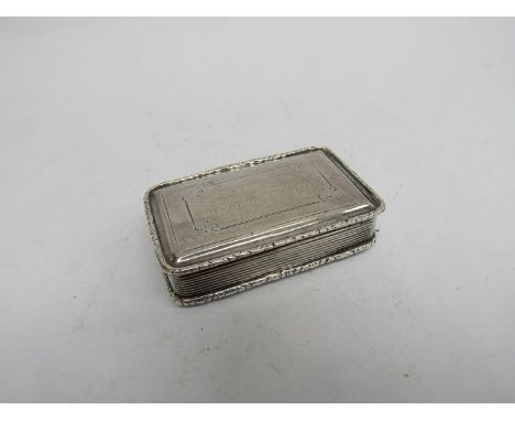 Nathaniel Mills silver Manchester Police snuff box, hallmarked Birmingham 1847 "Presented by the Inspector, Sergeants &amp; C