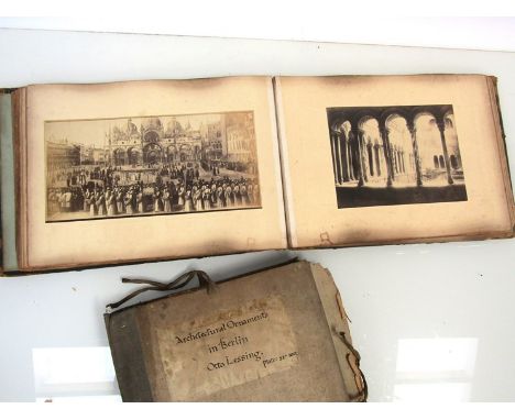 A large mid-late 19th Century photograph album containing mounted photographs of Roman/Greek architecture, temples etc in Ita