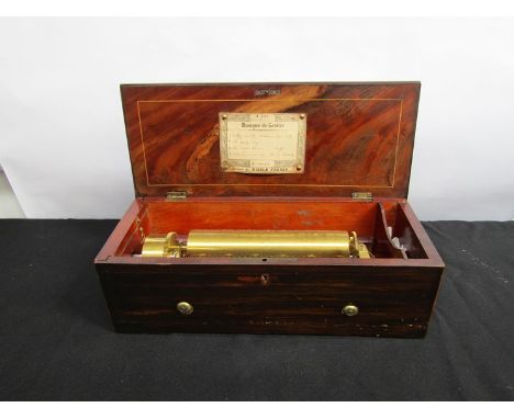 A pre 1860 Nicole Freres 4 airs, 21cm cylinder, 115 comb, case 12cm, 37cm x 16cm