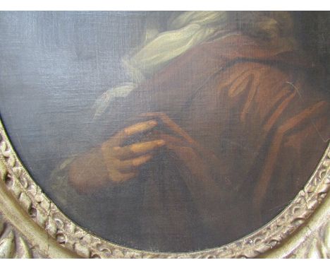 A 17th Century oval portrait of a gentleman attributed to Godfrey Knellor in silvered carved frame, 73.5cm tall x 61cm wide