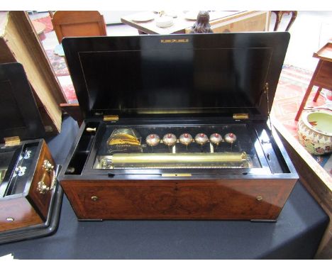 A 12 Air musical box No. 20630 (Mogon, Manger &amp; Co), 42cm cylinder with 3 part comb with 85 teeth, in figural walnut case