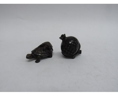 Two signed netsuke gourd and tortoise 