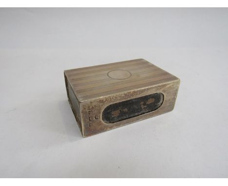 A silver matchbox case with striped engine-turned decoration, Birmingham, 7.5cm long