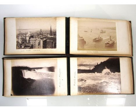Two late Nineteenth Century photograph albums containing approximately 130 albumen print photographs, several of New York inc
