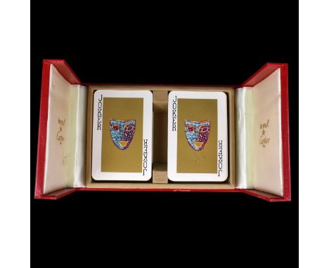 Vintage Les Must de Cartier Playing Cards in Original Box. Box measures 1-3/8" H x 6-1/2" W x 4-1/4" D Condition: Cards are i