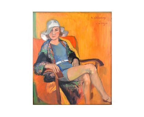 Signed R. Delaunay Oil on Panel, "Sonja" (Portrait of Sonia Delaunay). Signed and titled upper right. Measures 18" H, 14-1/2"