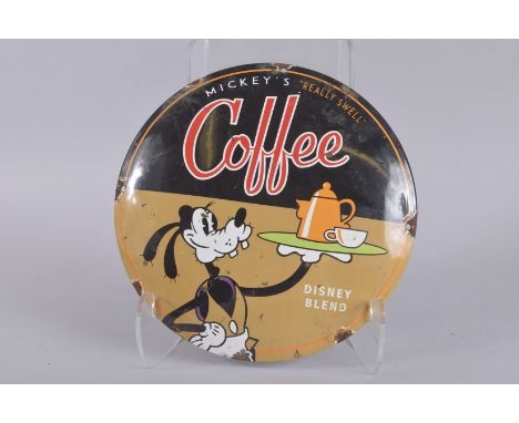 A DISNEY CIRCULAR ENAMEL SIGN, 'COFFEE'. 12ins diameter.