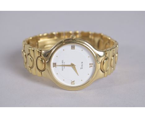 A RAYMOND WEIL TOSCA WRIST WATCH with gilt metal bracelet.