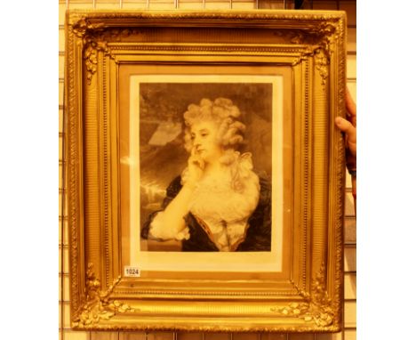Printed portrait of a lady by Ellen Jowett in elaborate gold frame.