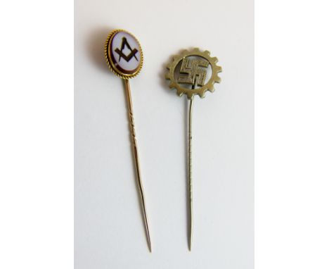 Masonic gold stick pin and a Swastika example