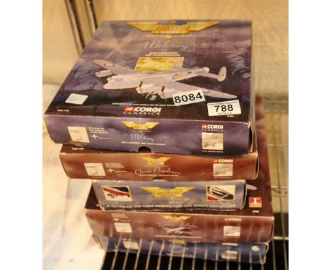 Five Corgi boxed aircraft models 1:144 scale including Lancaster