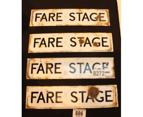 Four enamel 'Fare Stage' tin signs