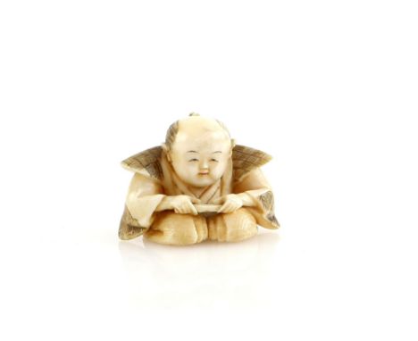 A small stained ivory netsuke of Fukusuke, 20th CenturyProvenance: The Property of a Lady. From a Private Collection acquired