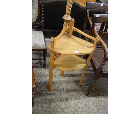 SMALL OAK OR ELM TWO-TIER CORNER SHELF
