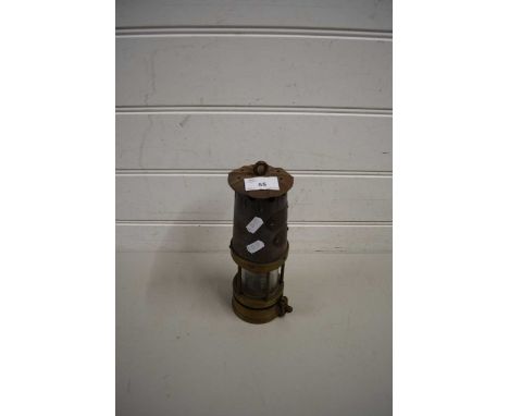 VINTAGE BRASS MOUNTED MINERS LAMP