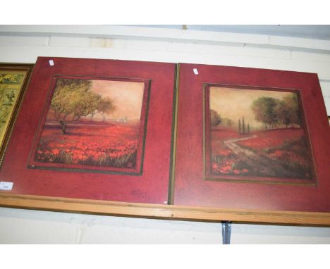 AFTER MCGANNON, TWO COLOURED PRINTS ON BOARD, POPPY FIELDS