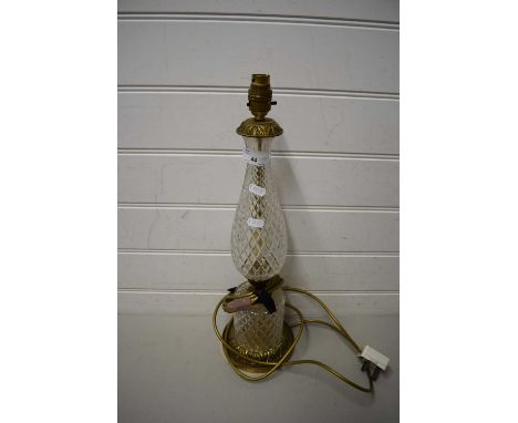 CUT GLASS AND METAL MOUNTED TABLE LAMP BASE
