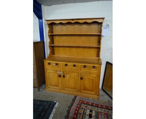 20TH CENTURY CRAFTSMAN MADE KITCHEN DRESSER WITH TWO SHELF BACK OVER A BASE WITH THREE DRAWERS AND THREE DOORS, 145CM WIDE