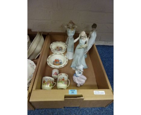 Two Royal Doulton 'Reflections' figures - 'Windflower' HN3077 and 'Sweet Perfume' HN3094, Nao figure, one other and Bunnykins