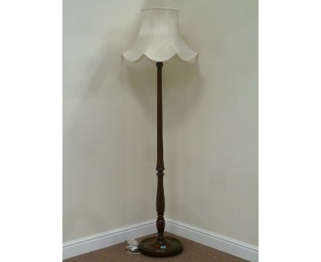 Early 20th century mahogany standard lamp with shade