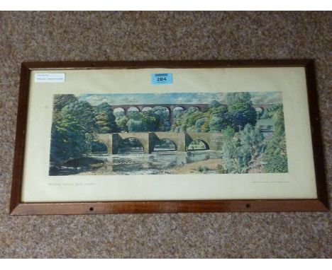 Railwayana - Carriage print 'Croxdale Viaduct Near Durham' after S R Badmin 25cm x 50cm