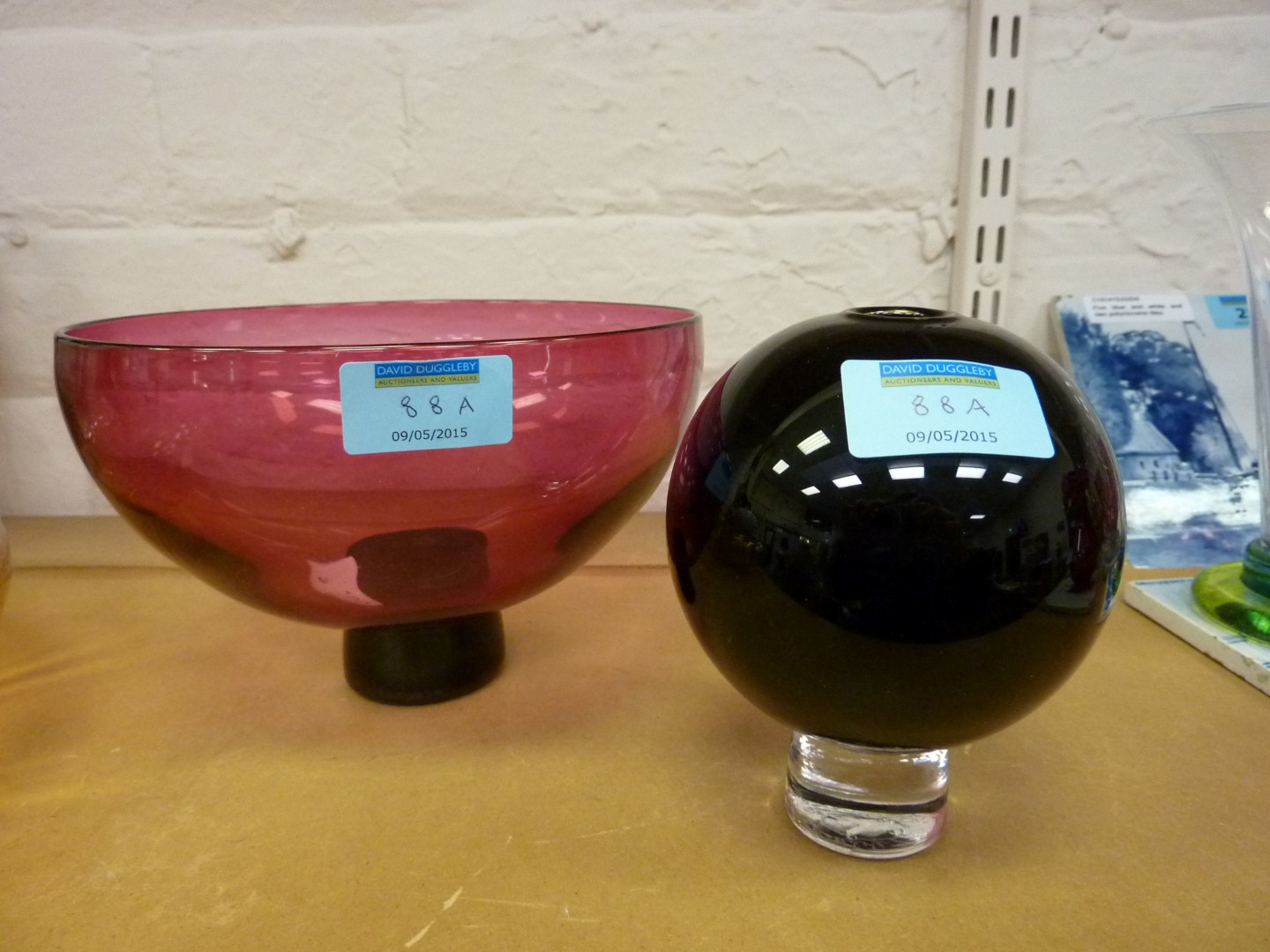 Gillies Jones (Rosedale) cranberry glass bowl H12.5cm and a Gillies