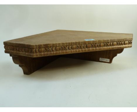 Yorkshire oak 'Oakleaf' adzed corner shelf by David Langstaff of Easingwold, W61cm