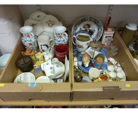 Poole pottery hors d'oeuvres dish, Shelley tea cups and saucers, Royal Doulton Dickens plates and other decorative ceramics a