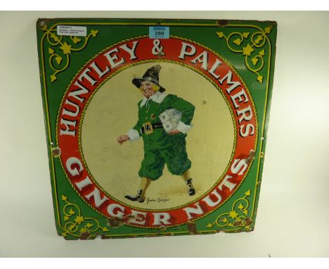Advertising - `Huntley & Palmers Ginger Nuts` enamel sign featuring 'John Ginger' H46.5cm 