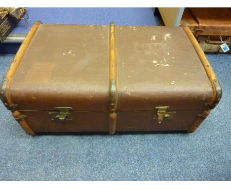 Wooden banded cabin trunk L76cm 