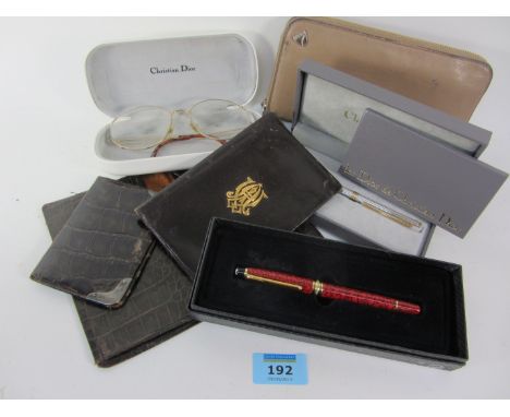 Christian Dior silver pen, Mont Blanc Pen, Aspinal wallet, vintage purses, Christian Dior glasses