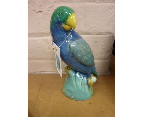 Minton glazed model parrot, pad marks to base H22cm