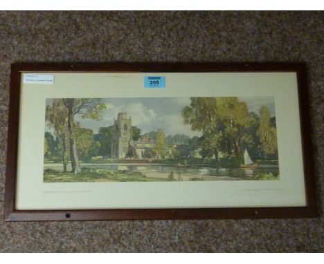 Railwayana - Carriage print 'Hemingford Grey Huntingdonshire' after L Squirrel 25cm x 50cm
